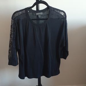 Forever 21 Plus Size Black Lace Long Sleeve Top - Women's Size XL